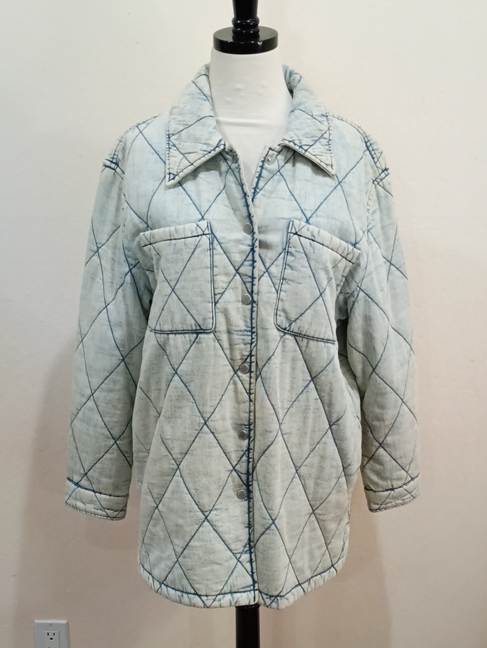 Marc New York Jeans Light Blue Denim Quilted Puffer Jacket, Size M